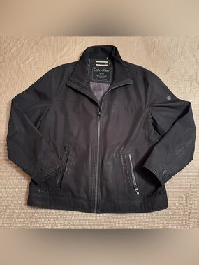 Calvin Klein Men's Black Jacket XL - Water Resistant Windbreaker Zip Coat